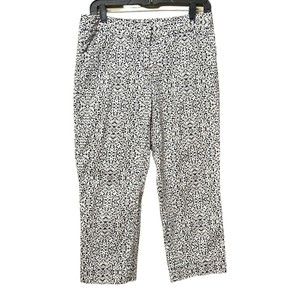 Laundry by Shelli Segal cropped ankle pants Navy and white print size 6 Stretch